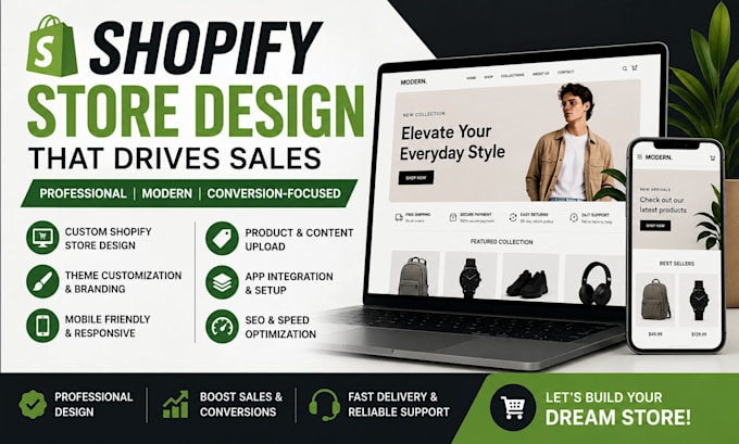 design a premium shopify store with custom theme branding and more