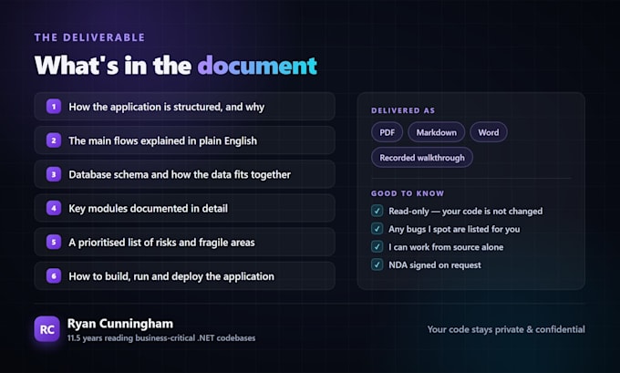 document and explain your existing c sharp or vb codebase