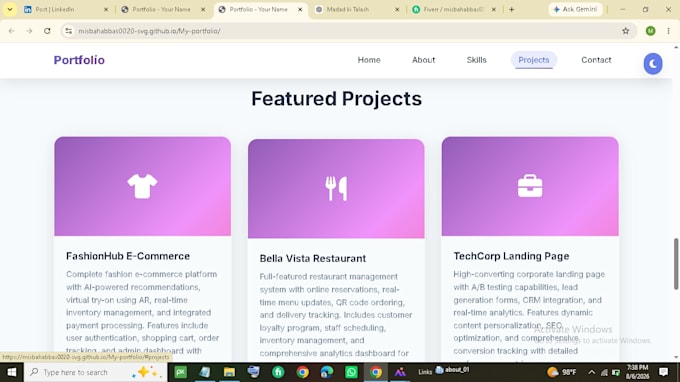 create a professional responsive portfolio website