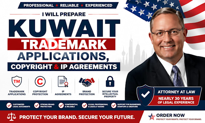 prepare kuwait trademark applications, copyright IP agreements