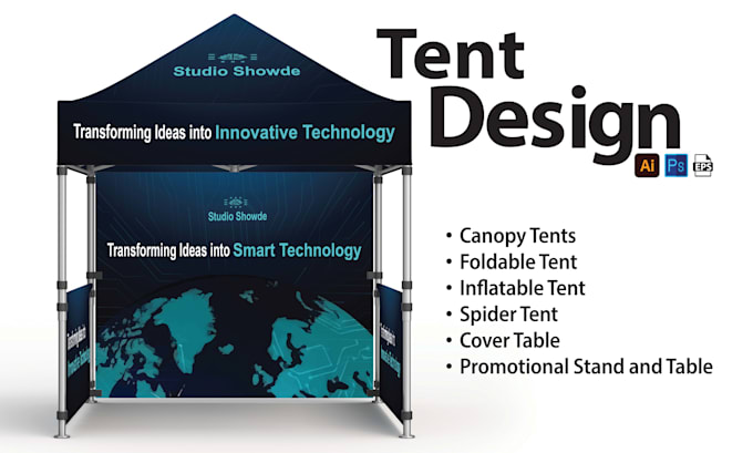 design tent, table cover, flag and canopy tent