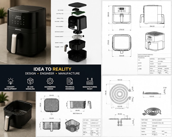 create manufacturing ready 3d cad models and technical drawings