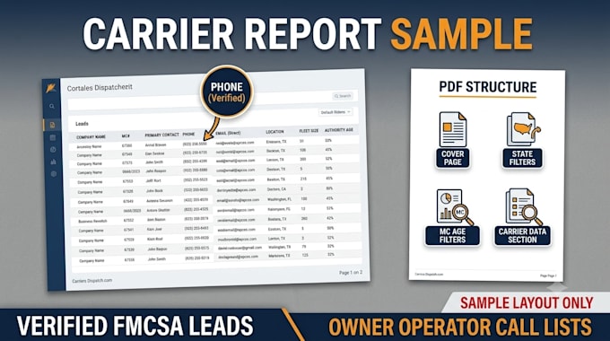 provide fmcsa owner operator leads for truck dispatch