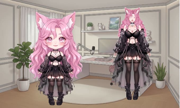 design and rig custom chibi vtuber model or add chibi toggle to existing vtuber