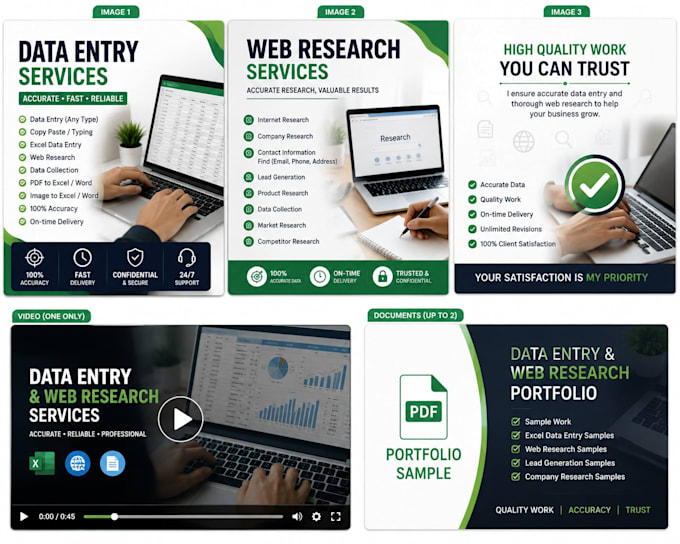 do data entry, excel, web research, wordpress, and PDF