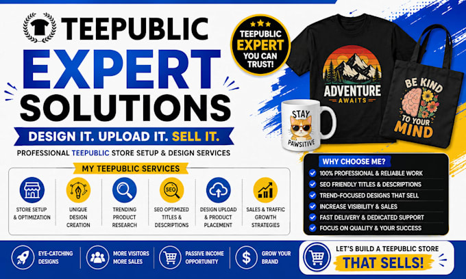 setup teepublic store tshirt design pod redbubble product listing promotion