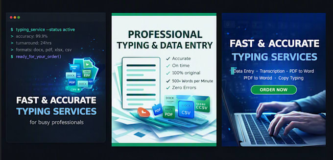 do fast and error free typing and data entry for you