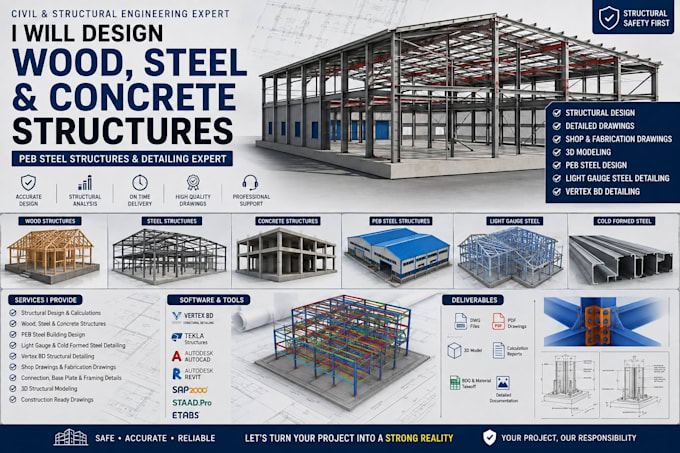 structural design peb concrete wood cold formed structures load calculate