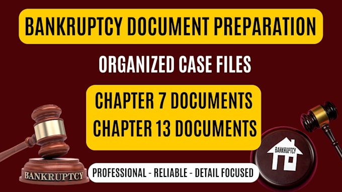 prepare chapter 7, 13, and 11 emergency bankruptcy filing documents