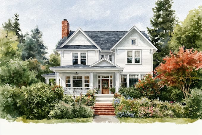 paint watercolor house portrait