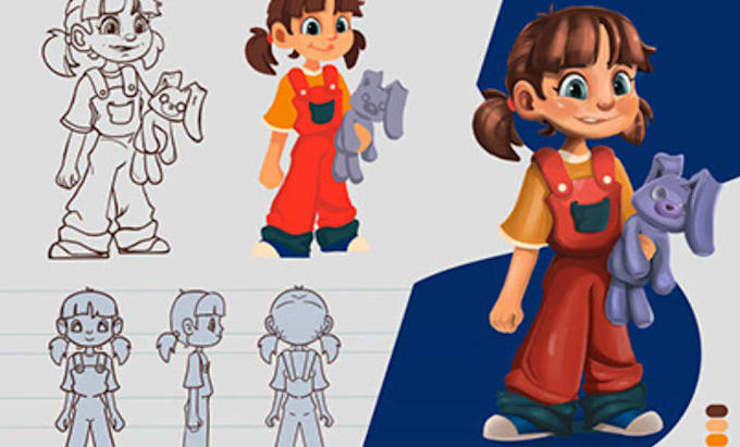 2d character design, 2d modelling 2d cartoon character design animation