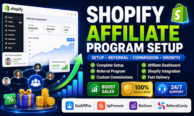 setup a referral affiliate program on goaffpro uppromote, bixgrow, referralcandy
