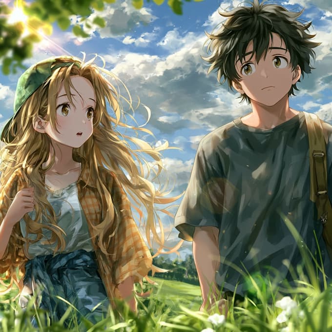 draw a anime couple character art anime