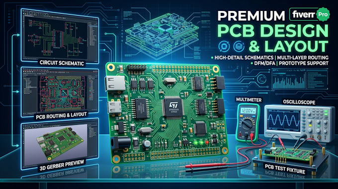 design pcb layout with schematics, gerber files and circuit validation