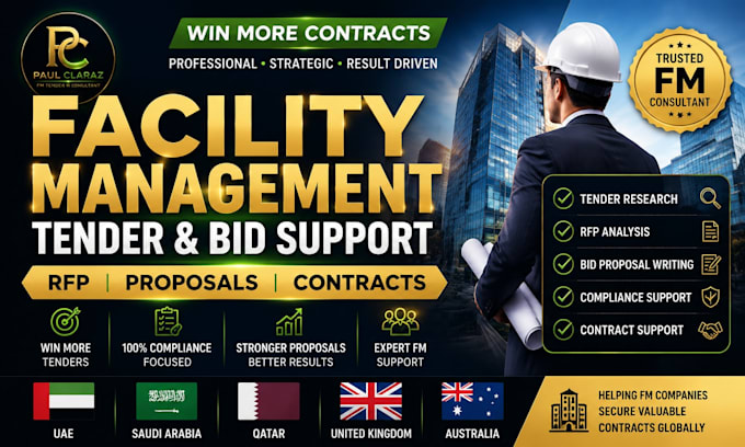 provide facility management tender, rfp, bid proposal and contract support