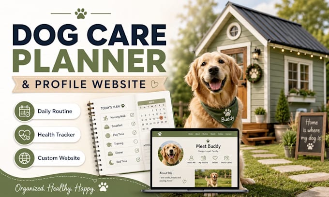 create a personalized dog care training and wellness planner with website