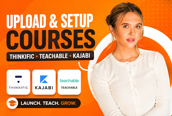 upload and organize courses, setup thinkific, lms teachable school, kajabi setup