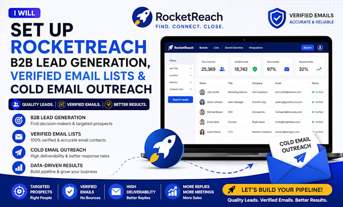 setup rocketreach b2b lead generation verified email list cold email outreach