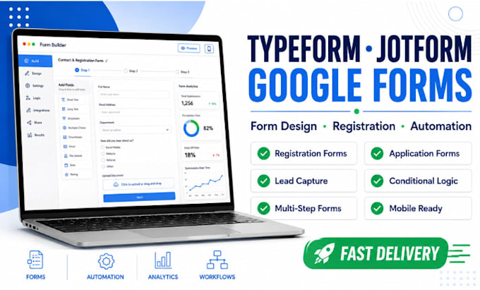 create typeform, jotform, google  forms, online forms and surveys