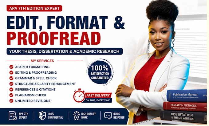 edit, format and proofread your thesis dissertation, academic research in apa 7