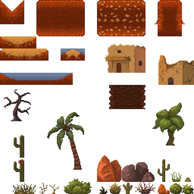pixel art tilesets and game assets for game