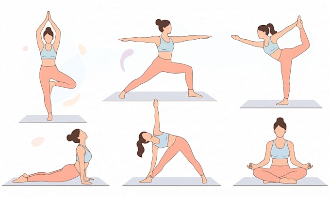 create professional yoga and workout pose illustrations
