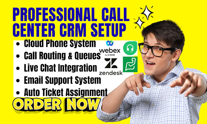 setup call center webex zendesk freshdesk zohodesk liveagent ringex bitrix24 CRM