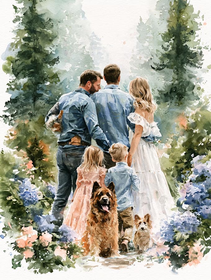 make watercolor family portrait