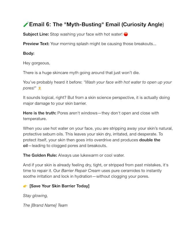 write high converting skincare and beauty email copy