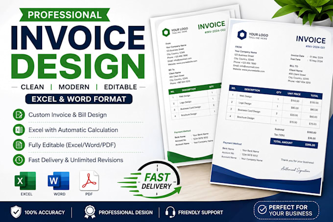 create professional invoice, bill, receipt design