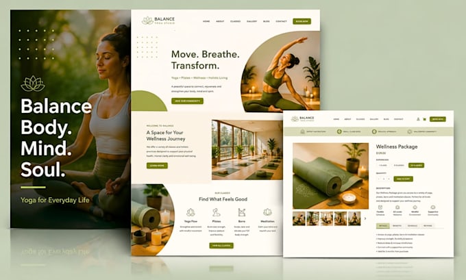 build squarespace yoga studio website pilates wellness holistic barre website