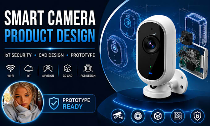 smart camera product design for iot security devices and cad prototype models