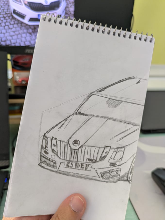 sketch your car, pencil or digital