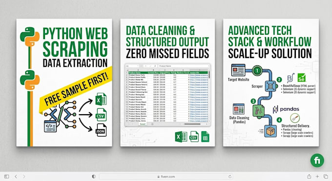 do python web scraping, data extraction, and web crawler for any website