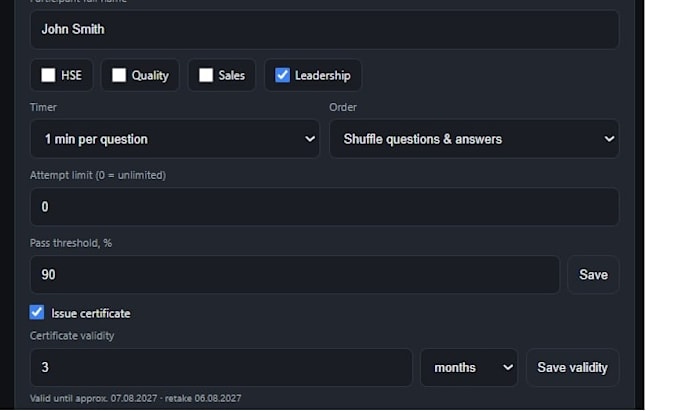 build a custom employee training quiz and exam simulator