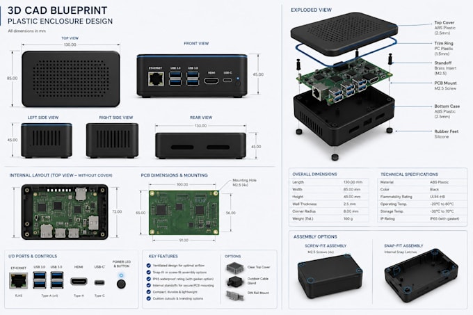 3d cad model nvidia raspberry pi casing plastic enclosure waterproof housing
