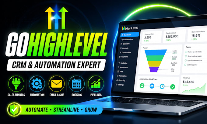setup gohighlevel CRM, workflow automation and sales funnel