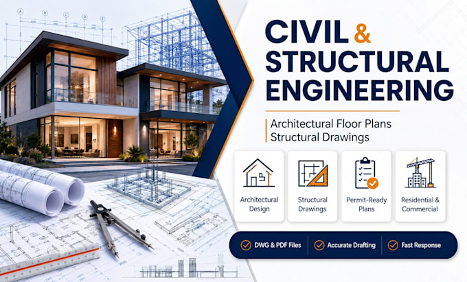 civil and structural engineering architectural floor plan and structural drawing