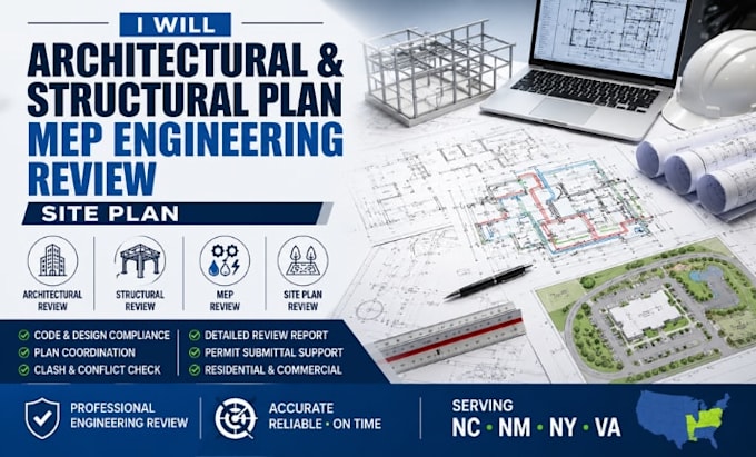 architectural and structural plan mep engineering review site plan nc nm ny viau