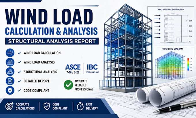 do wind load calculation, wind load analysis and structural analysis report