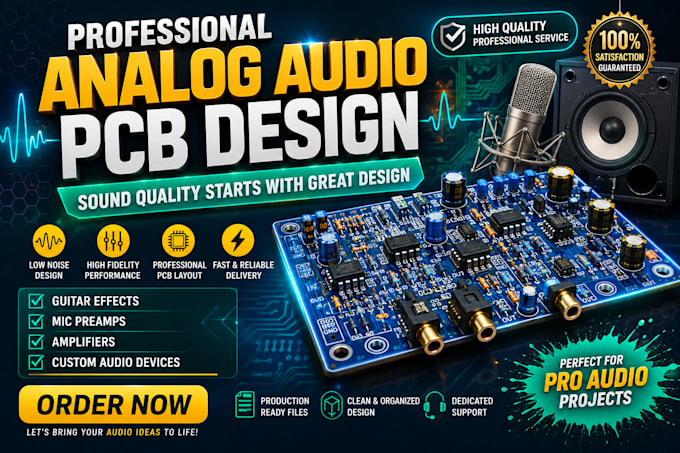 analog audio pcb design for guitar effects,mic preamp, amplifer and audio device