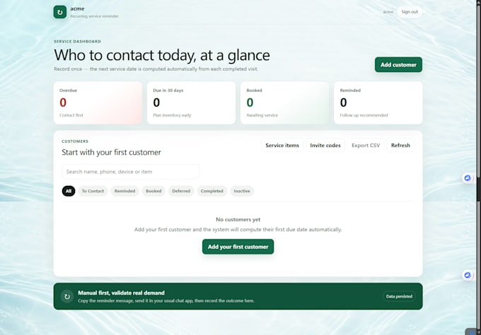 build a recurring service reminder web app for your business