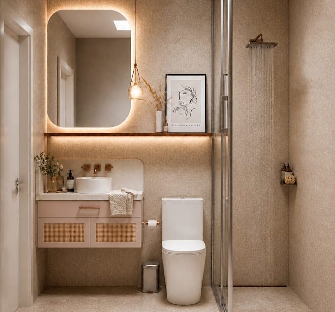 luxury bathroom 3d rendering 4k premium