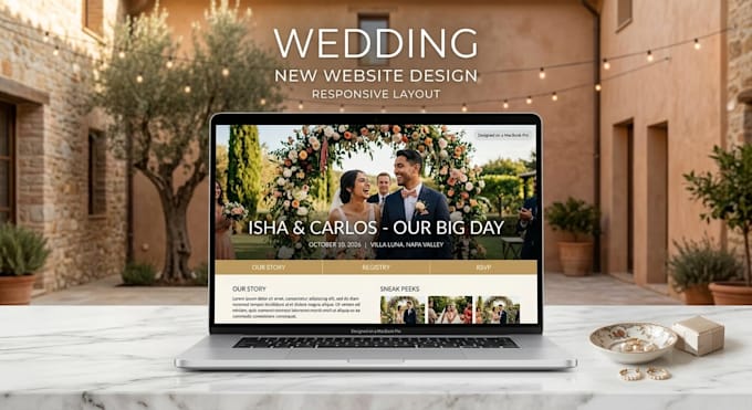 design a luxury editable canva wedding website with rsvp
