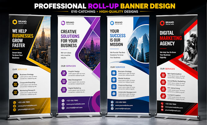 design professional roll up banner, pull up banner and standee