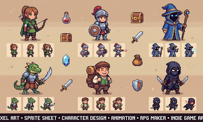 create custom pixel art sprite sheets and smooth animations for indie games