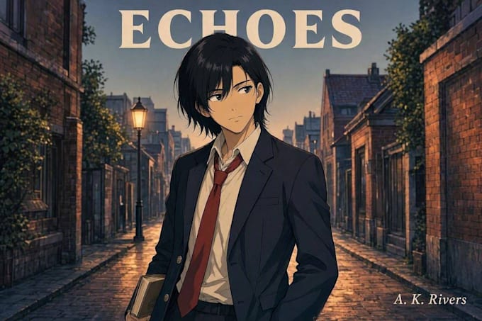 create a novel book cover with anime style
