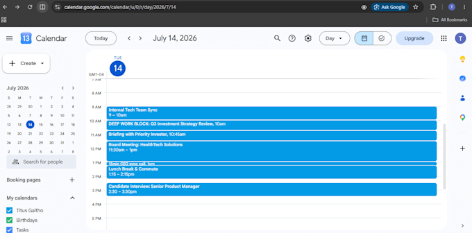 manage executive operations, donor pipelines, and health project workflow