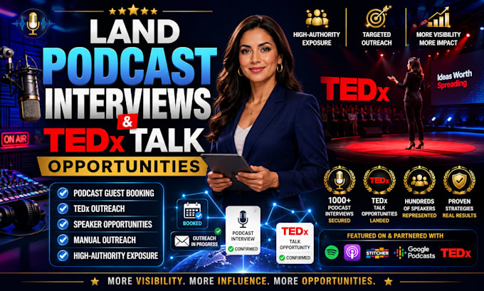 land you podcast interviews and tedx talk opportunities