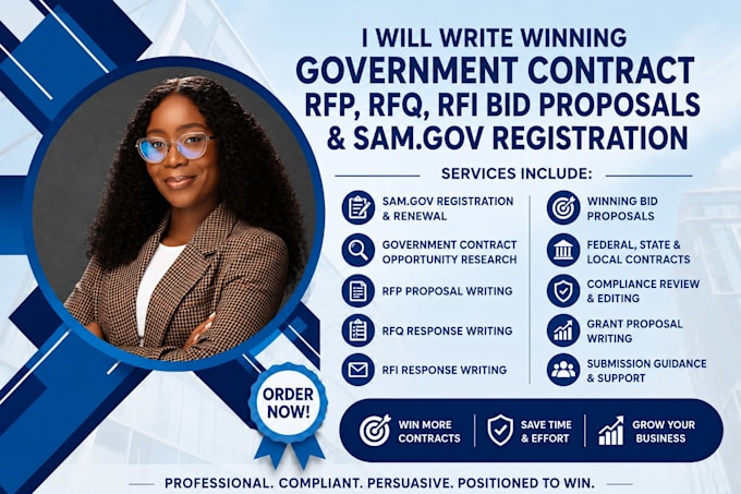 write winning government contract rfp rfq rfi bid proposal, sam gov registration